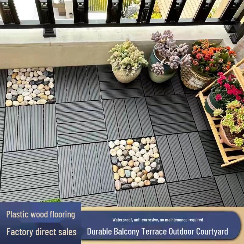 Outdoor Wood-Plastic Interlocking Flooring for Balconies, Terraces, and Courtyards