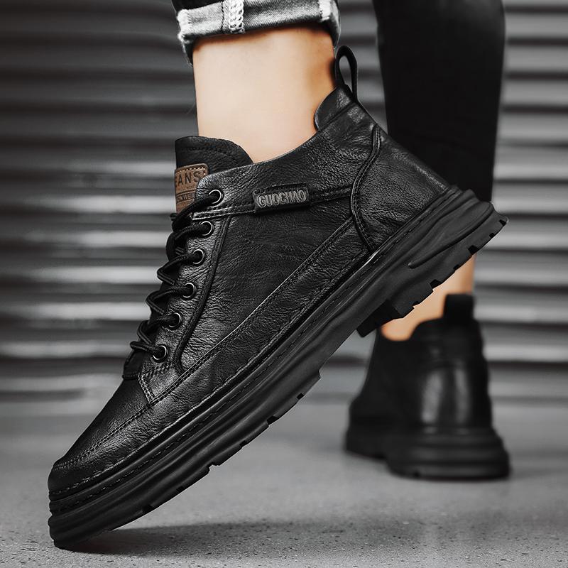 Leather shoes new spring casual derby dad business dress British style low top Martin boots