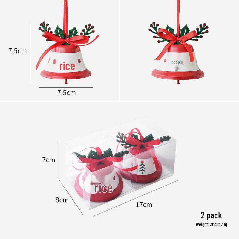 NUCHI Iron Art Christmas Bell Pendant with Pine Cone, Red Berries, Green Leaves
