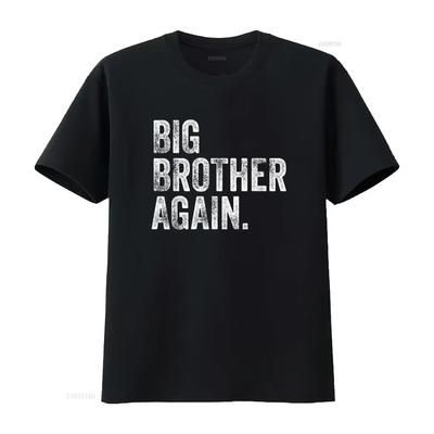Big Brother Again Bro Promoted To Matching Siblings T Shirt Vintage Washed Stretched Unisex Comfortable Homme Slightly