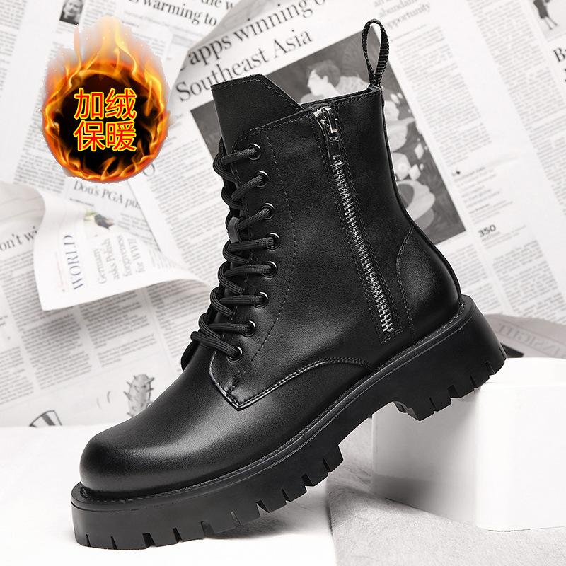 

Трендовый бренд ботинки Мартин из мягкой кожи мужские высокие ботинки в британском стиле средней высоты кожаные ботинки мужские ботинки зимние на толстой подошве бархатные теплые хлопковые ботинки 44