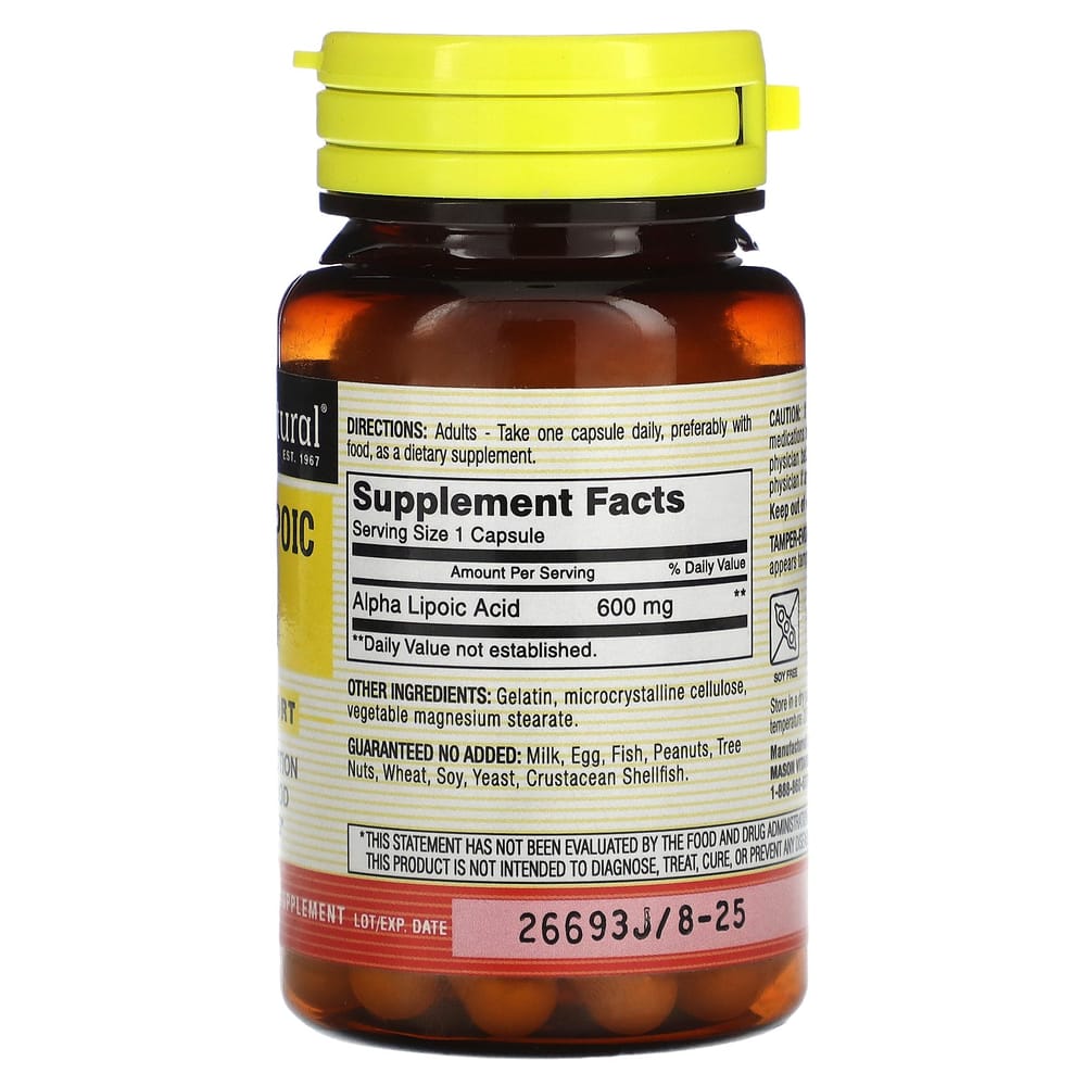Mason Natural Alpha Lipoic Acid 600mg Capsules, 30 Count