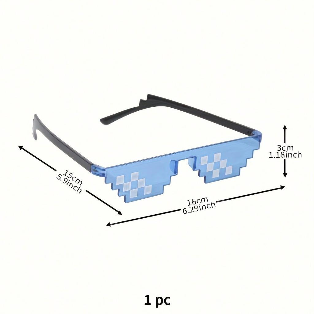1PC New Mosaic Glasses Anime Cool Funny Personalized Pixel Party Glasses