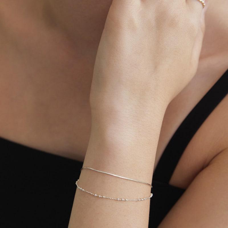 TATIANA (925 Silver) Ball and Snake Layered Bracelet BR1807