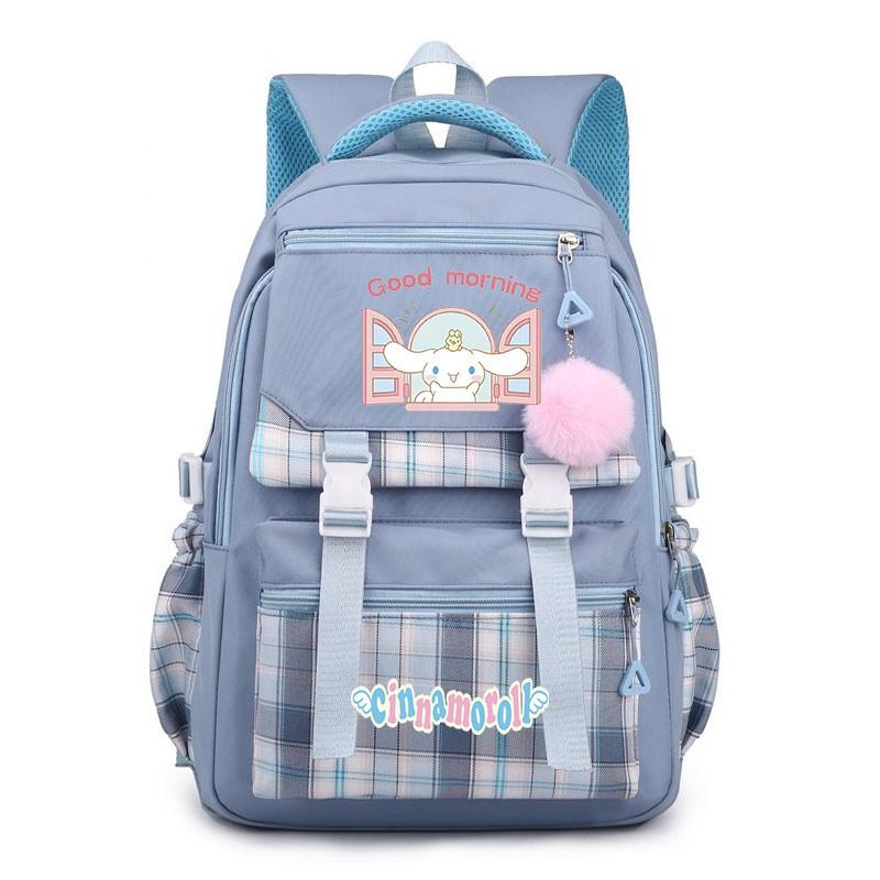 Cinnamoroll Kids School Backpack Boys Girls Large Capacity 20-35L Nylon Dual Strap Bag With Arc Shoulder Straps