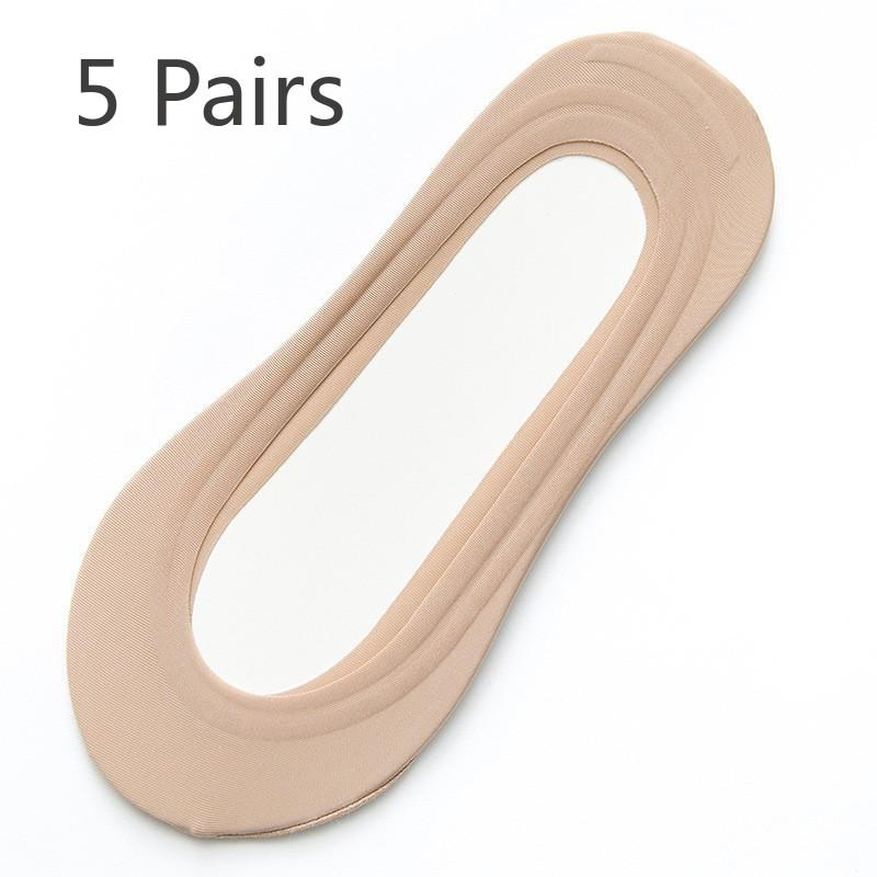 

5 пар летних женских носков, носки-лодочки из ледяного шелка, нескользящие невидимые носки, женские носки с коротким носком, носки на высоком каблуке 5 Pairs кофейный