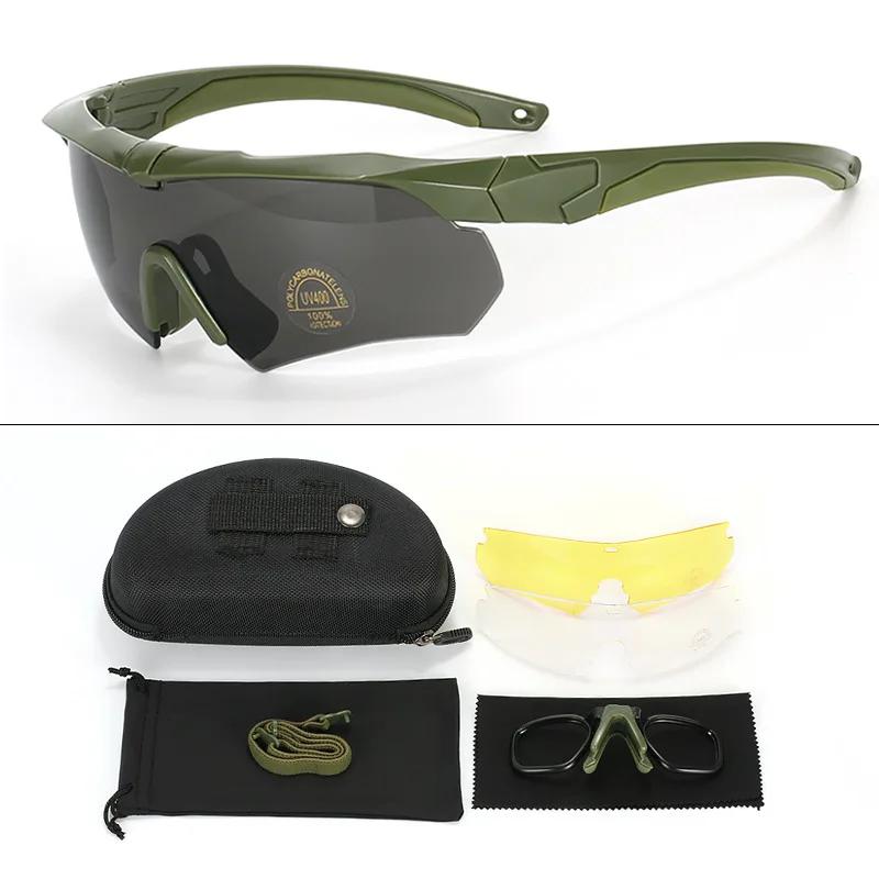 Taktische Brille CS Airsoft Winddicht Armee Schießen Polarisierte Brille HD 3 Linsen Motorrad Radfahren Outdoor Sichere Brille