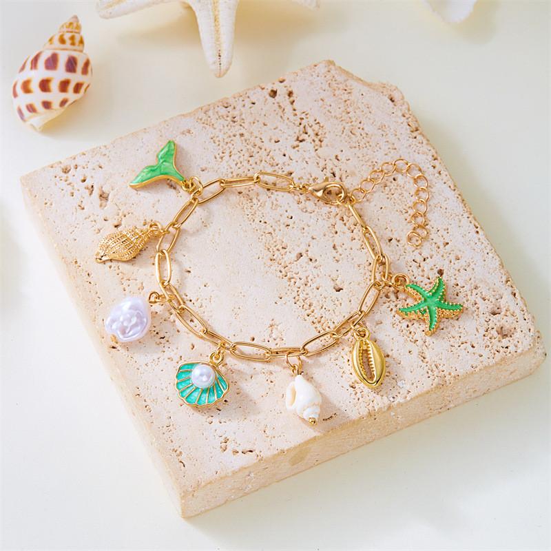 Seashell Beach Bracelet With Alloy Electroplate For Womens Casual Wear