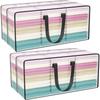 2PCS Transparent Large Zipper Activity Bag Storage Bag, Household Luggage Woven Bag, Moving Mobile Waterproof Zipper Bag