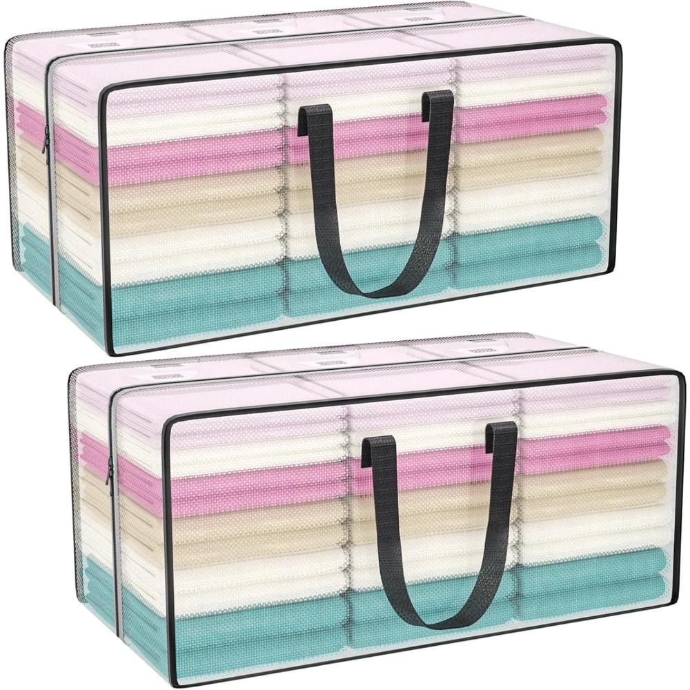 2PCS Transparent Large Zipper Activity Bag Storage Bag, Household Luggage Woven Bag, Moving Mobile Waterproof Zipper Bag