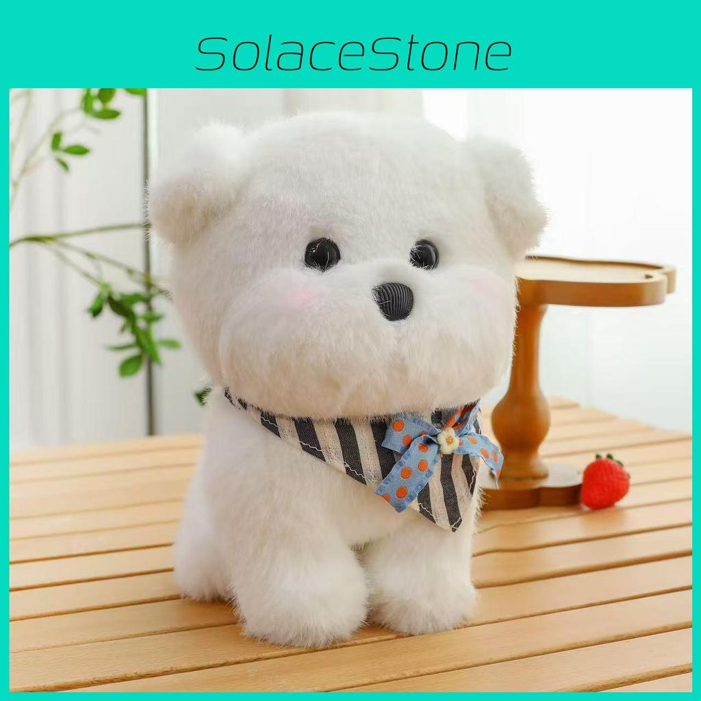 Scarf Bichon Triangular Frise Plush Toy Cute Stuffed Animal Doll Gift Birthday