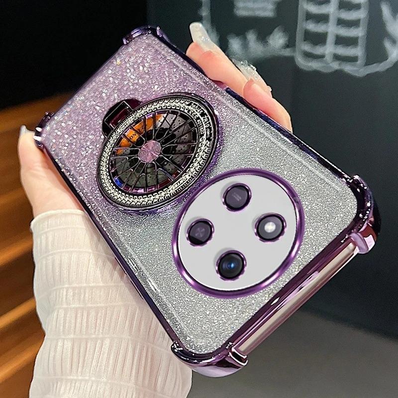 Etui Magic7lite Gradientowe Platerowanie Obrotowy Uchwyt Żyroskopowy Dla Huawei Honor Magic 7 6 5 Magic7 Lite X9c Wstrząsoodporne Silikonowe Etui ze Stojakiem