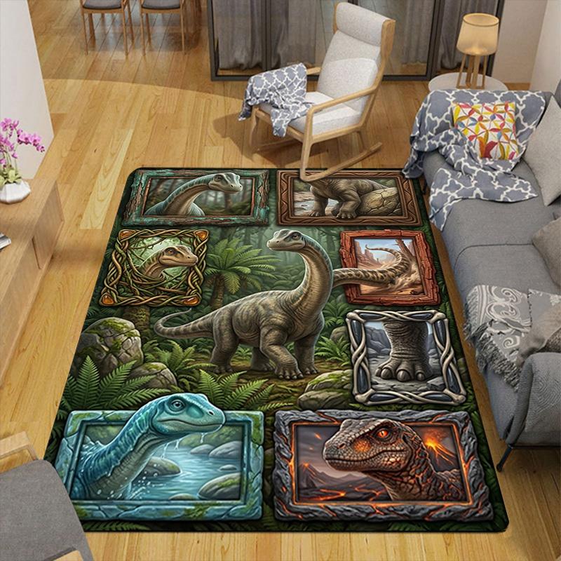 Dinosaur Collection Pattern Rug Floor Mat for Living Room or Bedroom Soft and Comfortable Carpet a Gift for Birthday and Holiday.