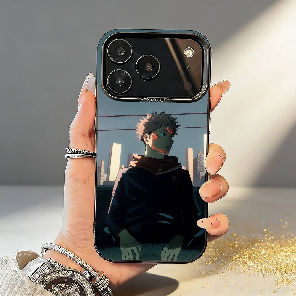 J-Jujutsu K-Kaisen Gojo Sukuna Phone Case For iPhone17,16,15,14,13,12,11,Pro,MAX Gray Matte Silicone Black Cover