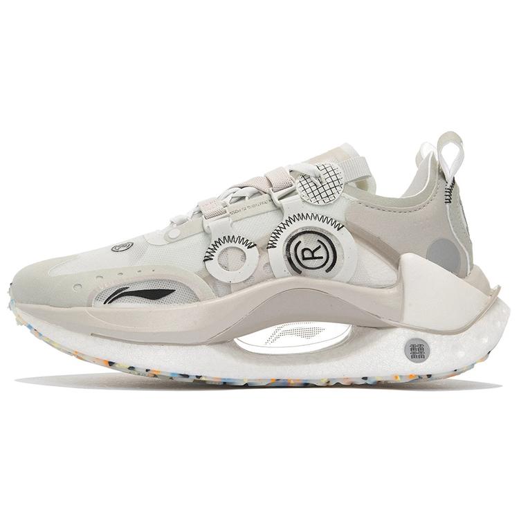 New LiNing Jueying CRC Casual Shoes Women's Low Top Frost White/Silver Fish Gray AZGS022-1