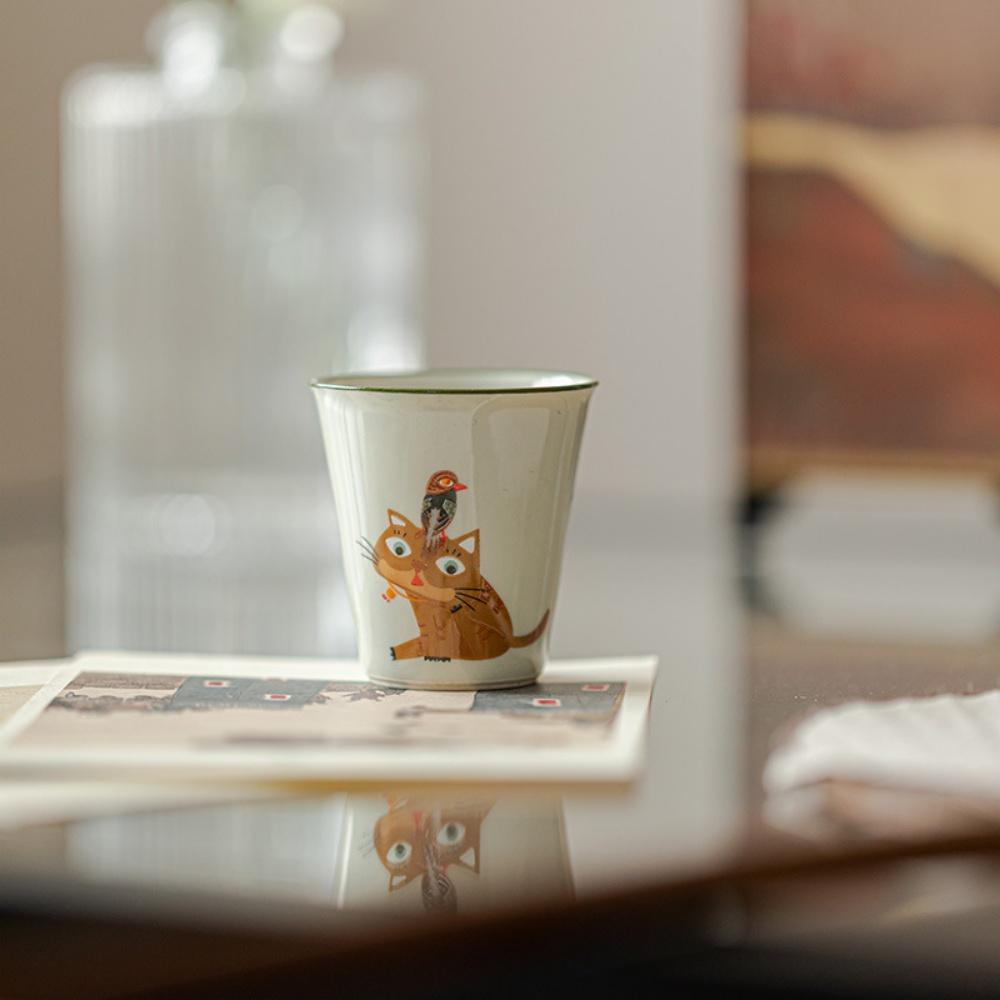 Cartoon Cute Cat Ceramic Kung Fu Teacup Japanese Tea Cup 45ML Porcelain Espresso Cup Coffee Mug