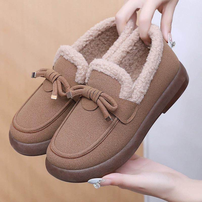 Cotton Shoes Women's Winter New Style Plus Velvet Thick Warm Snow Boots Pedal Mother Shoes Thick-soled All-match Warm Cotton Boots