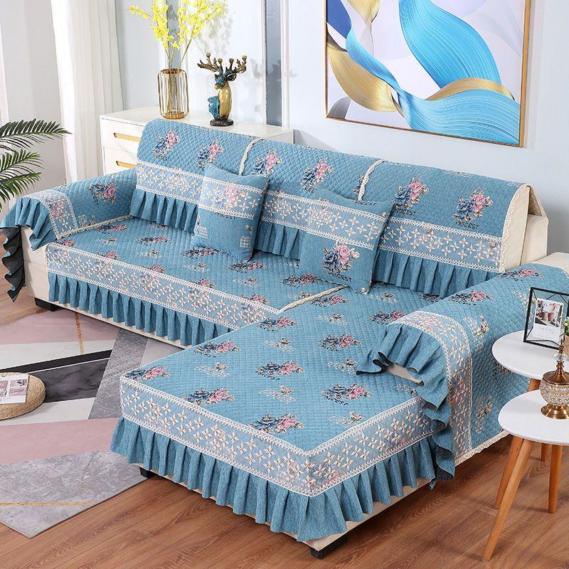 Žakárový Luxusní Potah na Pohovku Potahy na Pohovku Vynikající Polštář na Pohovku Krajka Skládaný Vertikální Protiskluzový Vzor Hostel Domácí Dekorace Ručník na Pohovku