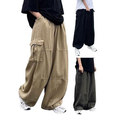 Street Workwear Herren Japanische High Street Harajuku Gerade Lose Trend Hong Kong Stil Retro Weite Beinhose Übergröße