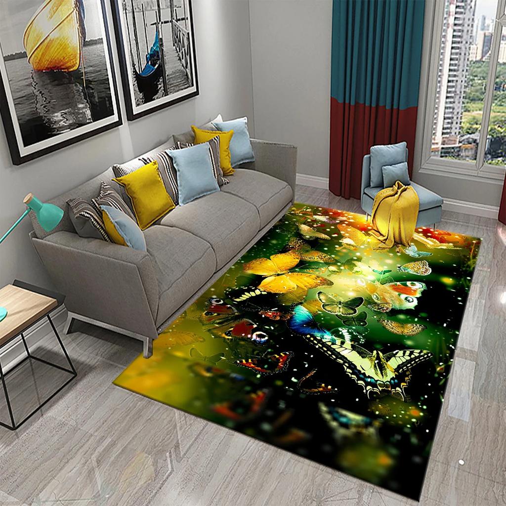 3D Colorful Butterfly Carpet Bedroom Entrance Door Decor Mat Indoor Carpets Living Room Floor Mats Bathroom Non-slip Area Rugs