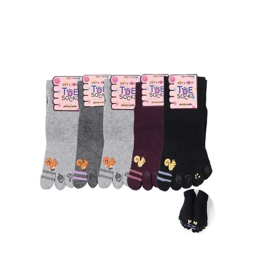 Women's Fashion Toe Socks 5 Pairs Nut Athlete's Foot Prevention Mid-Calf Socks