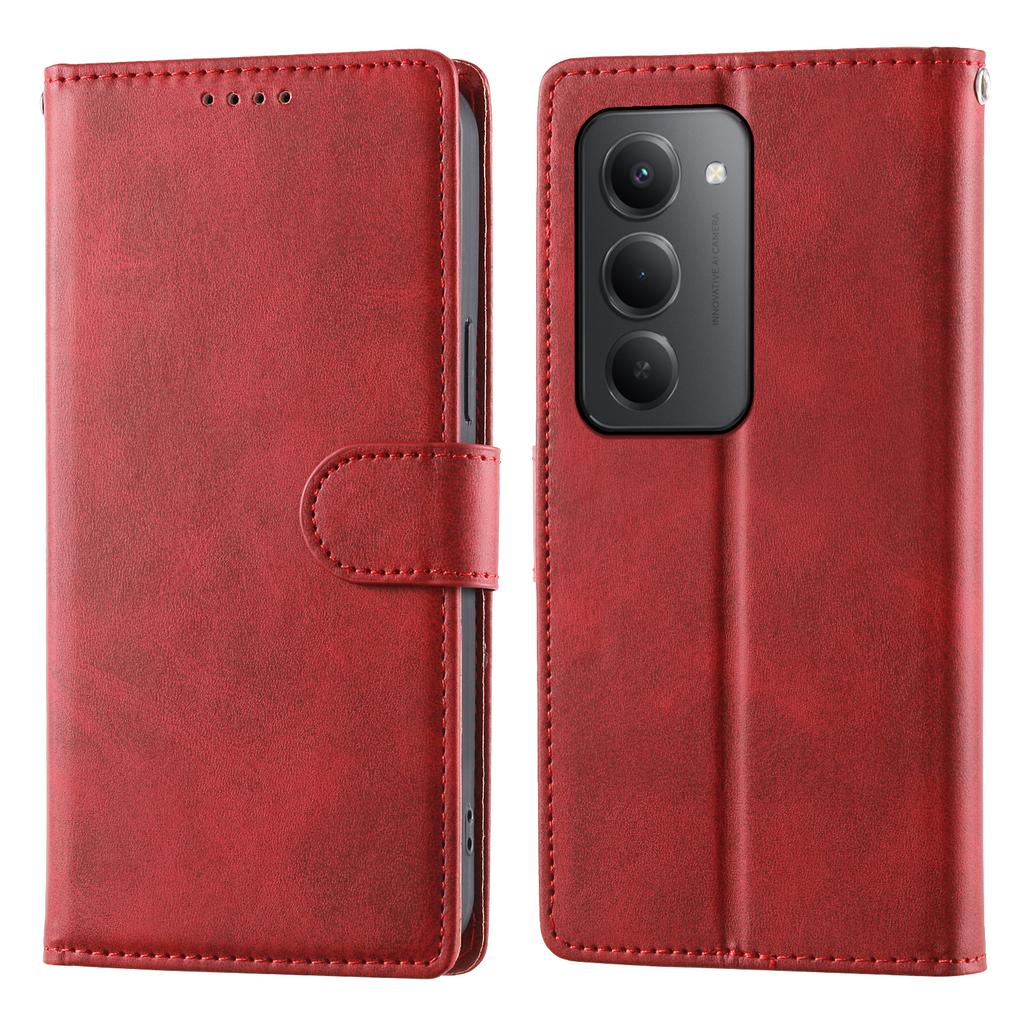 Dla Xiaomi Redmi 15 5G (Światowy) (169mm) Etui Stand Portfel Skóra PU z Teksturą Cielęcą Pokrowiec Flip do Telefonu z Paskiem na Nadgarstek