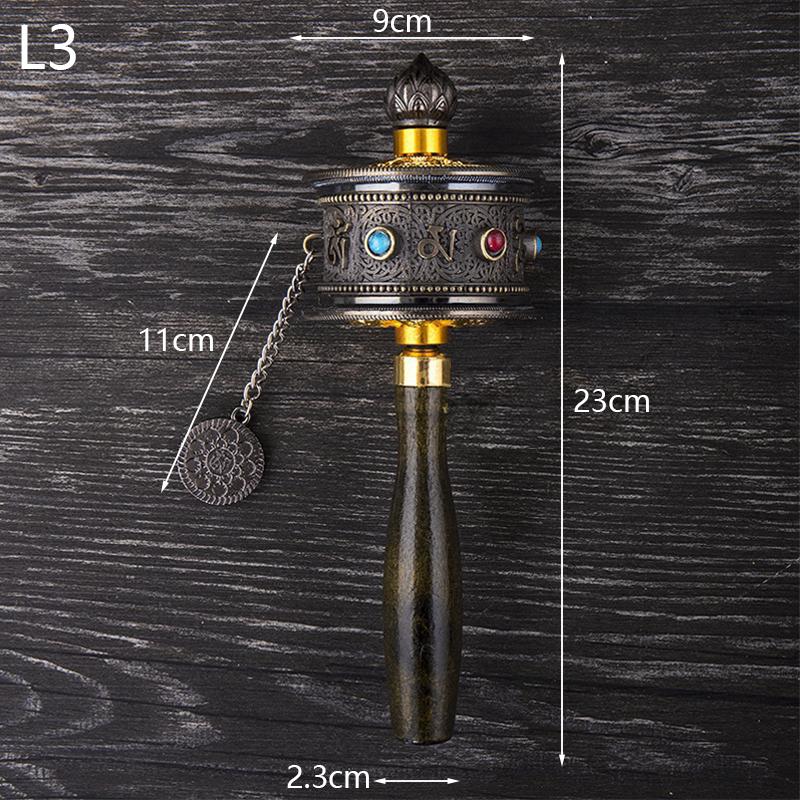 Tibetan Special Crafts Prayer Wheel Alloy Metal Hand Cranking Carving Crystal Decor Prayer Wheel Crafts Exquisite Buddhist Gift