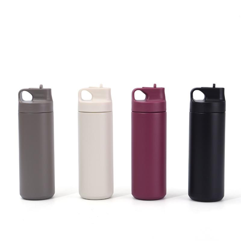 550ml Mattierter 304 Edelstahl Isolierbecher, Klappdeckel mit Strohhalm Wasserflasche für Büro & täglichen Gebrauch