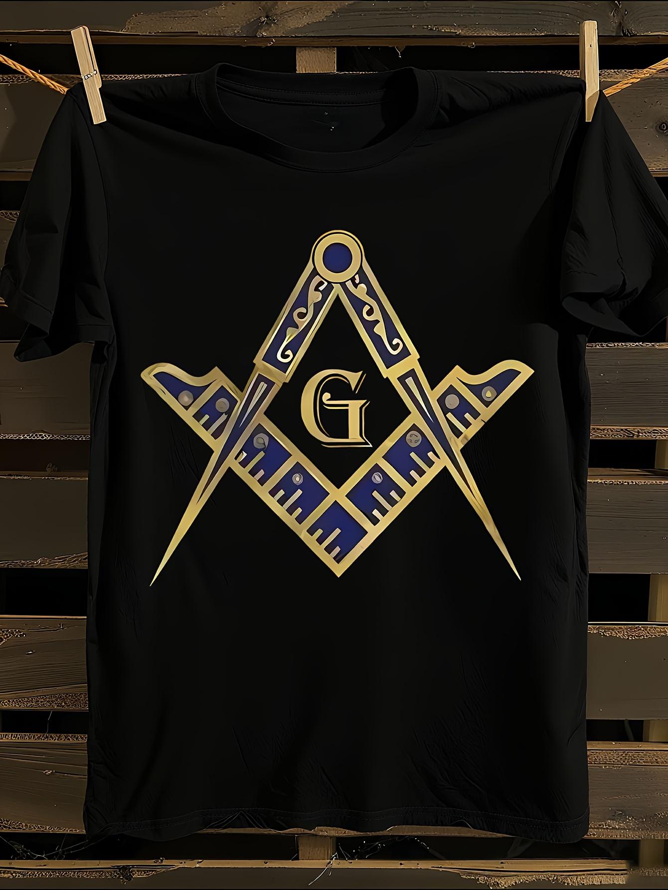 Freemason Golden Square Compass Print T-shirt XXXXL