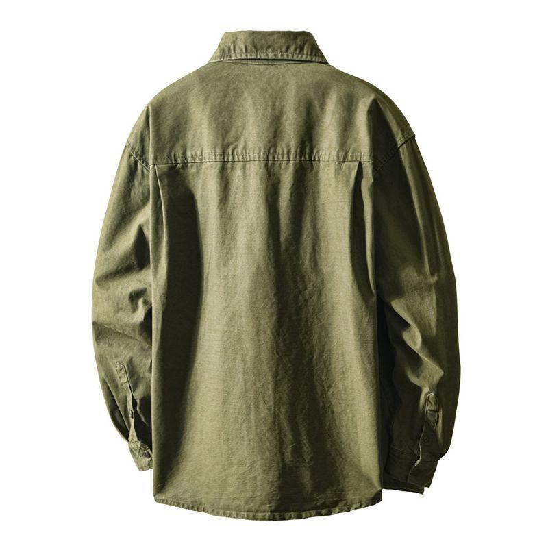TW Spring and Autumn American Vintage Cargo Shirts Jacket Men's Loose Fat Man Plus Size Top Thin Outerwear Pure Cotton