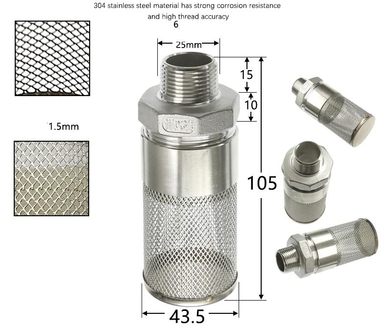 304 Stainless Steel Female Thread Filter Mesh Filter Circular Filter Head