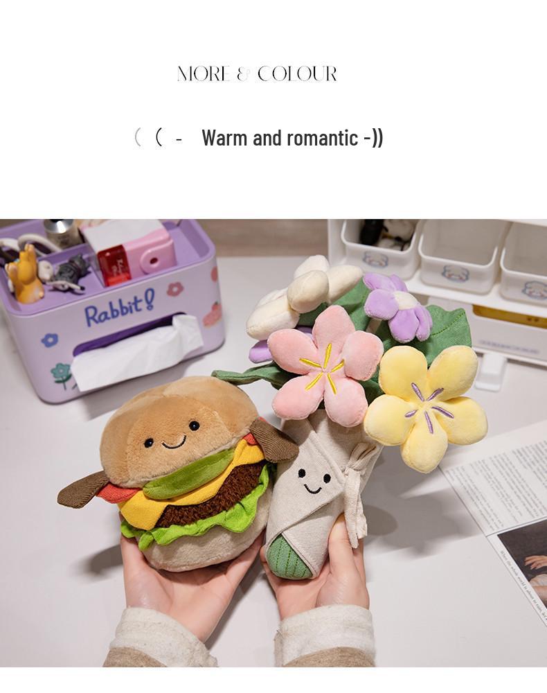 Jelly Burger Plush Toy Bouquet - Creative Gift for Proposals, Couples, and Decorations.