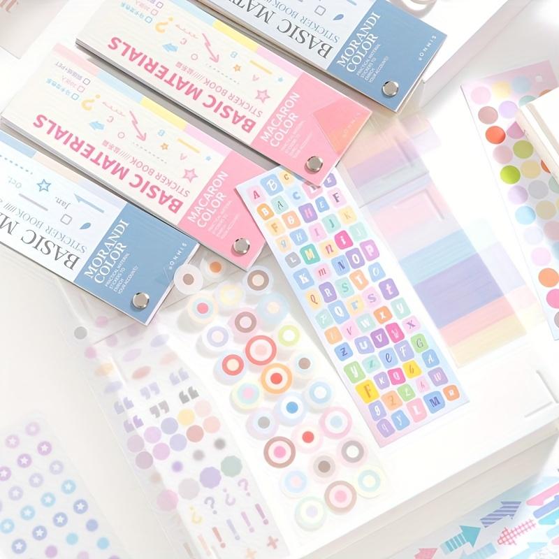 Cute 30 sheets of rotatable self-adhesive stickers - Morandi color series, including letters, numbers, stars, and hearts