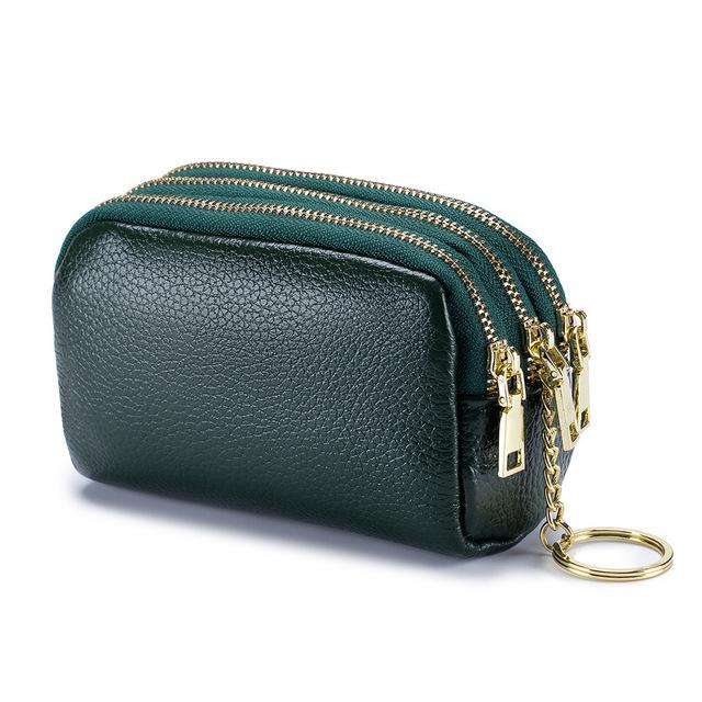 

Кошелек для монет Aliwood из натуральной кожи, первый слой из воловьей кожи, мини-женский кошелек, простой модный кошелек с 3 ключами на молнии, клатч