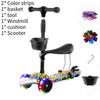 Scooter Adjustable Kids With Music Function Headlight Three Plastic Wheeled