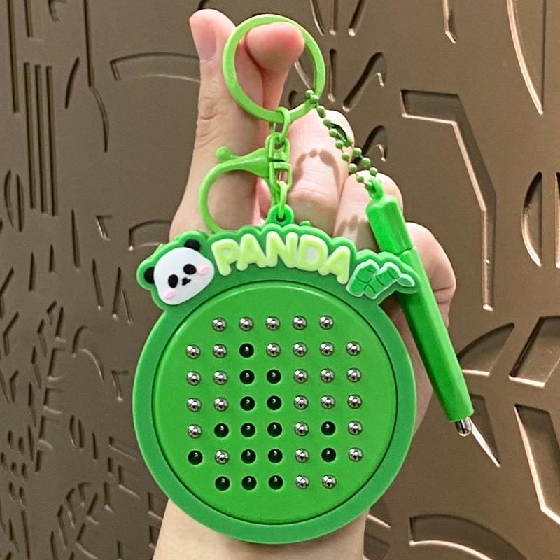 Panda Magnetic Drawing Board Keychain - Steel Ball Stress Relief Pendant & Backpack Accessory Single OPP Bag