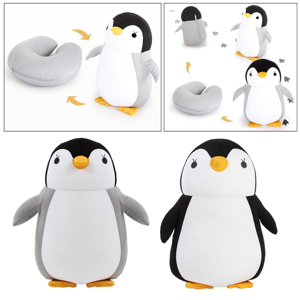 Deformable children U shape Travel Pillows for Airplane Penguins Cushion Plush Toy Neck Pillow for Car Office Nap Headrest