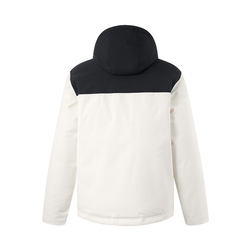 Li Ning Loose Warm Hooded Down Jacket Men Jacket Off-White AYMU681-4