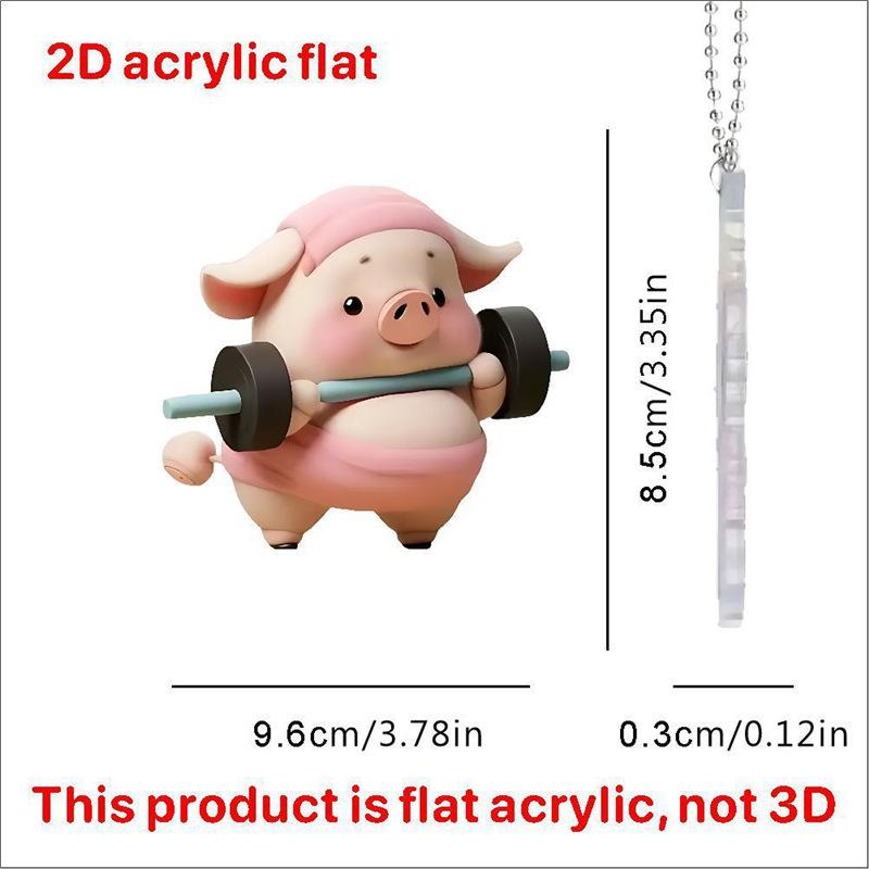 Cute Pig Car Interior Acrylic Pendant Lovely Auto Keychain Hanging Ornament Universal Fit Car Decoration Accessories For Key Bag