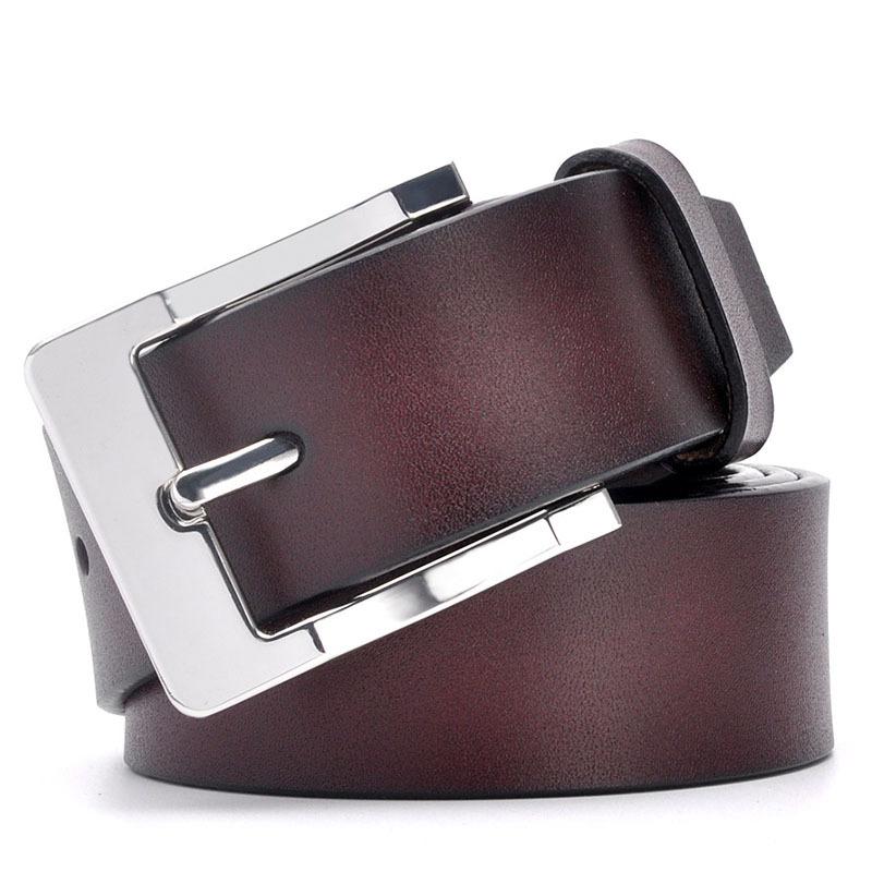 

Ремень кожаный ремень с пряжкой, винтажный мужской ремень из коровьей кожи 130cm темно-коричневого