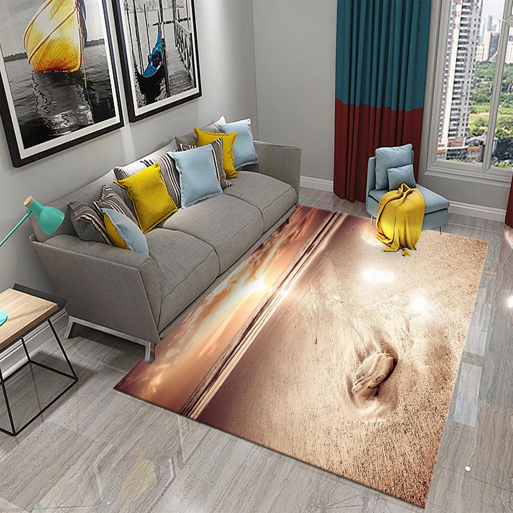 Seaside Sand Carpet Shell Starfish Beach Mat for Bathroom Toilet Entrance Non-slip Area Mats Living Room Kids Bedroom Decor Rugs