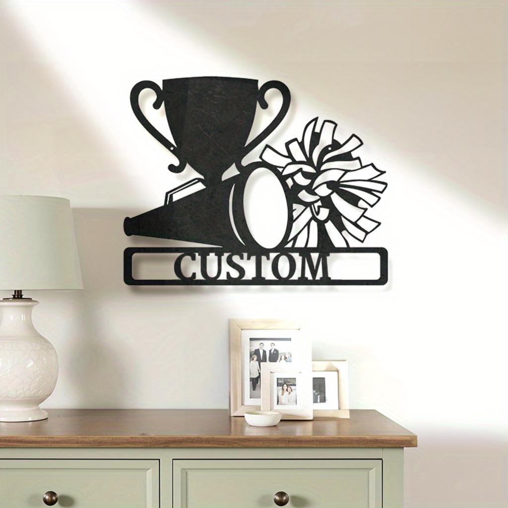 Personalized Cheerleader Metal Sign Trophy Pom Pom Megaphone Design Wall Decor Gift For Sports Fans