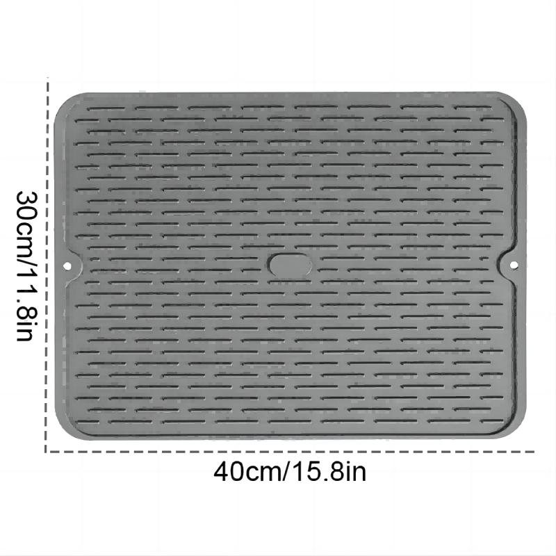 

Silicone Dish Drying Mat Heat Resistant Dish Drainer Mat for Kitchen Counter Sink Refrigerator or Drawer liner Cooktop Protector L