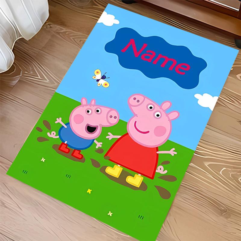 Custom personalization Peppa Pig Print Area Rug - Soft, Washable Non-Slip Indoor Mat,Living Room,Home&Office Decorative Rug