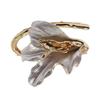 2025 Luxury Iris Leaf White Enamel Cuff Bracelet for Women