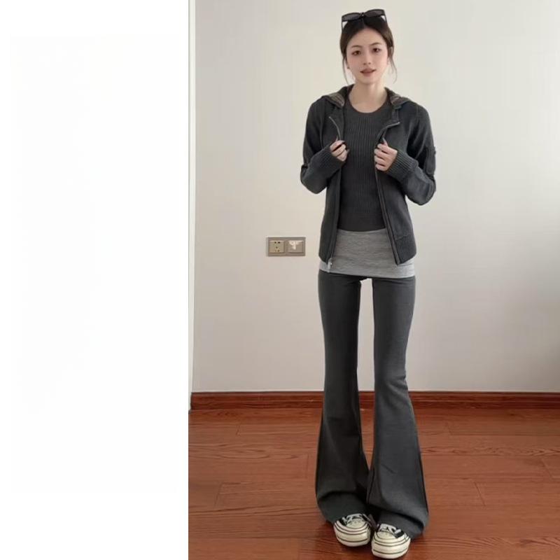 

Черные расклешенные брюки с вставками Женские летние новые с высокой талией для живота и похудения Американские йога микро-пулл спортивные штаны XL