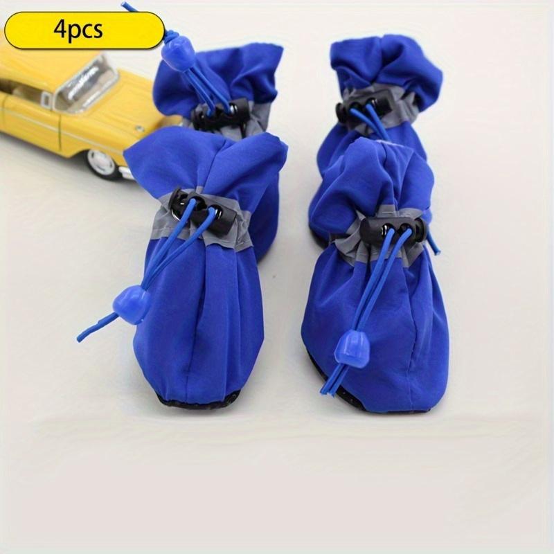 4 Pcs Adjustable Dog Shoes with Soft Soles, Breathable Rain Boots for Small and Medium Dogs, All-Weather Paw Protection for Outdoor Use