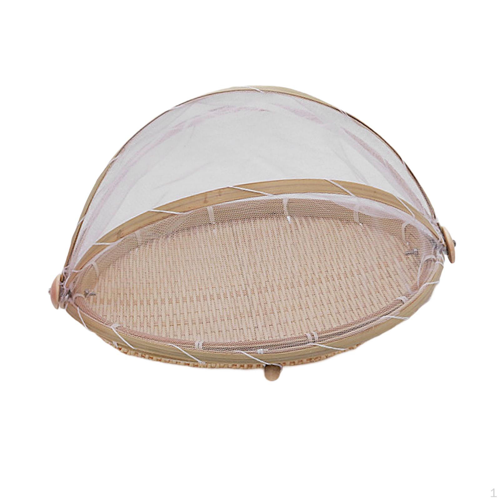 Бамбуковая плетеная корзина палатка для еды пылезащитное блюдо для хранения сервировочный поднос сетка 30cmx30cmx13cm 1839₽