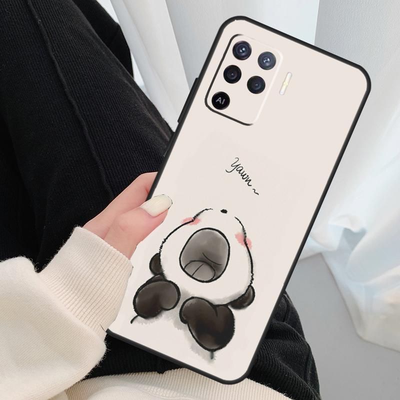 Cartoon Panda Case For Oppo A54 A74 A94 A18 A57 A17 A77 A38 A58 A78 A98 A80 A60 A40 A96 A76 A16 A15 A5 Pro