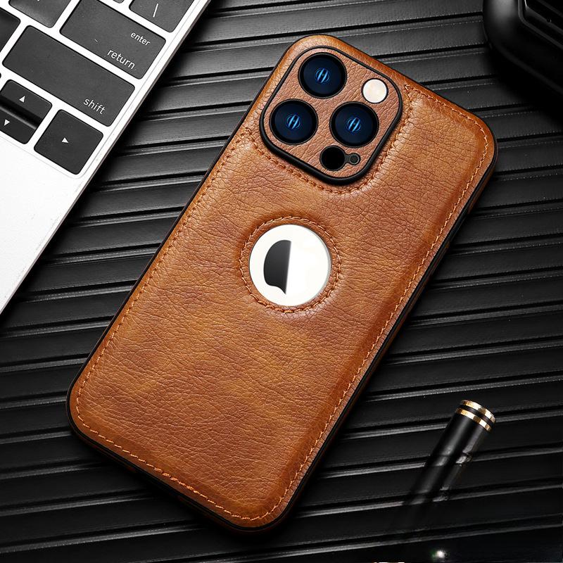 Suitable for Apple 15promax Phone Case Leather IPhone13 Full Cover 14/11 Missing Label 12 Business Leather Case